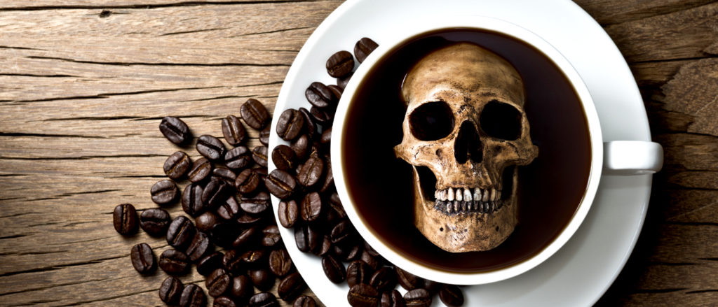 Skull inside coffee mug