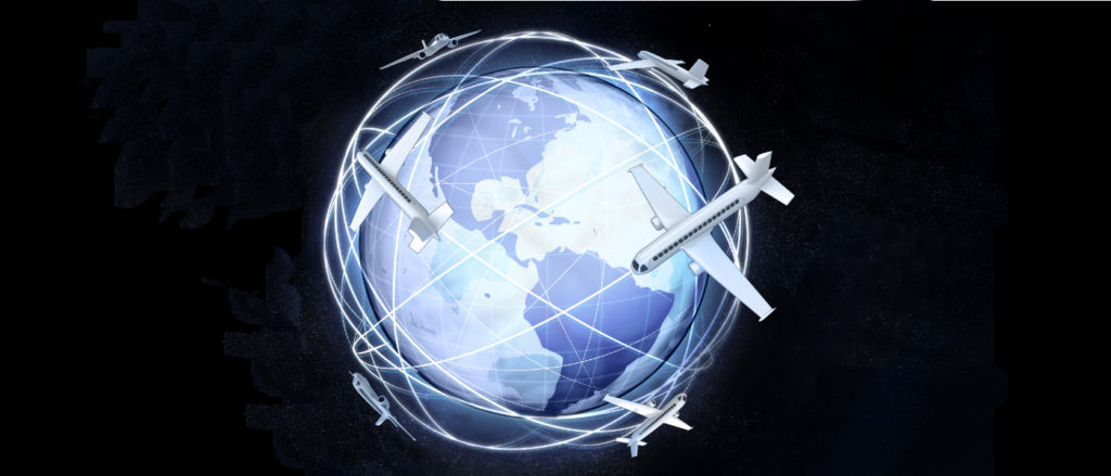 Planes circling globe
